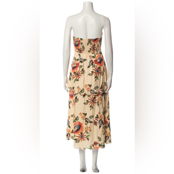 Christian Lacroix Strapless Tiered Midi Dress Floral Scalloped Hem, Small - Picture 3 of 3